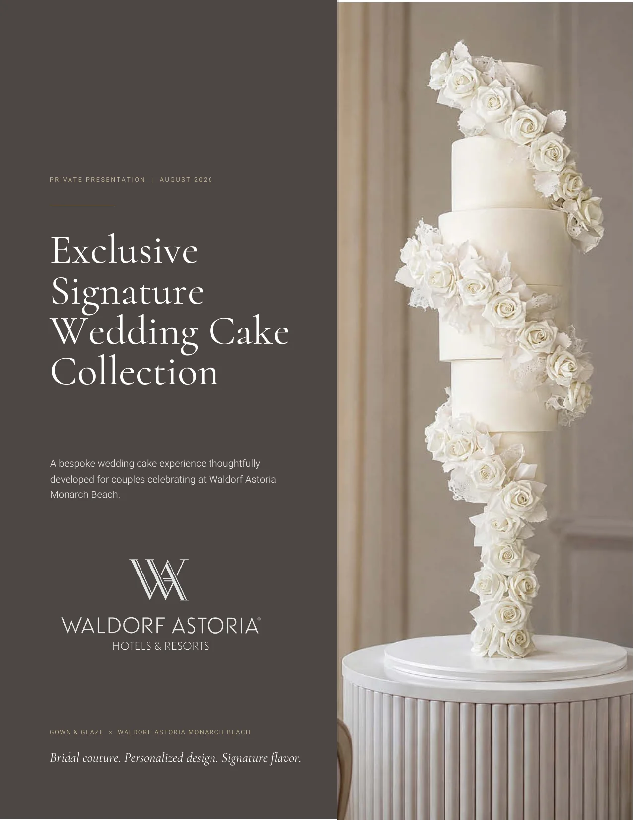 Gown & Glaze x Waldorf Astoria Monarch Beach – Exclusive Signature Wedding Cake Collection